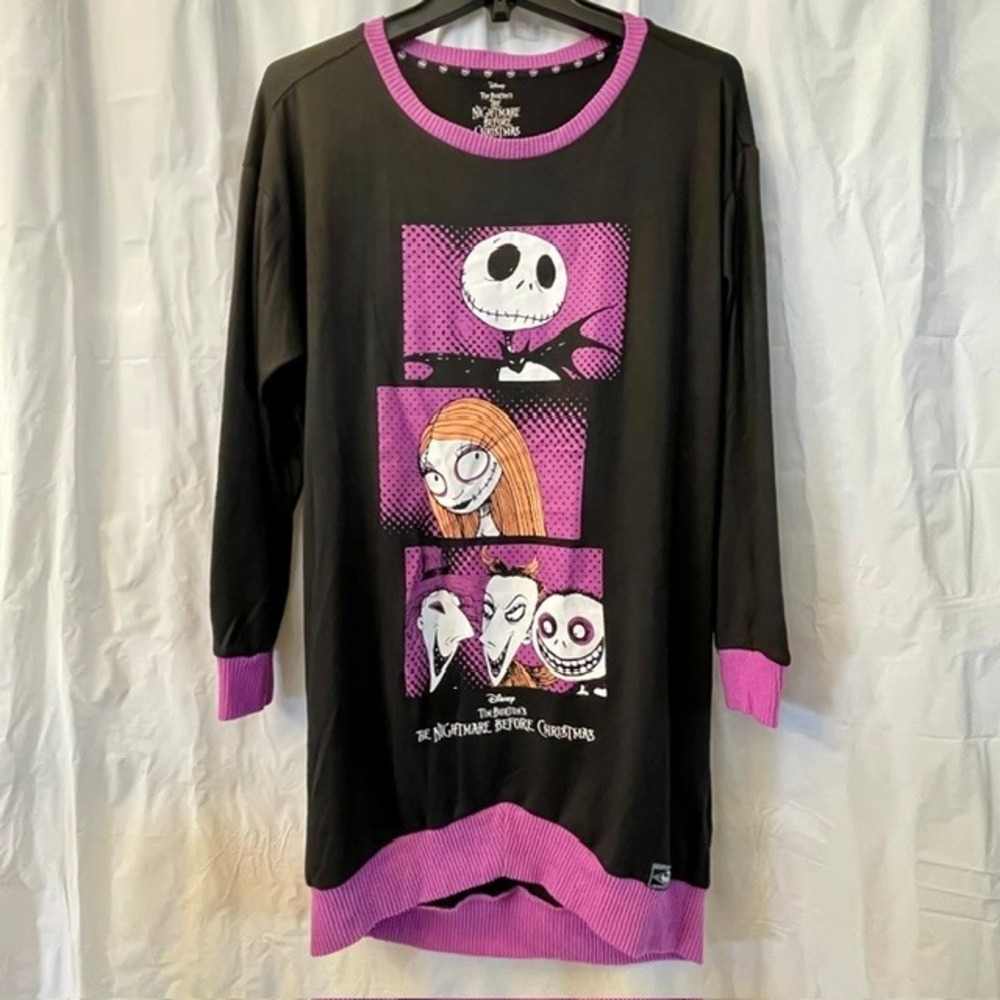 Disney Nightmare Before Christmas Jack & Sally Sleep Shirt Dress Halloween Sz Sm